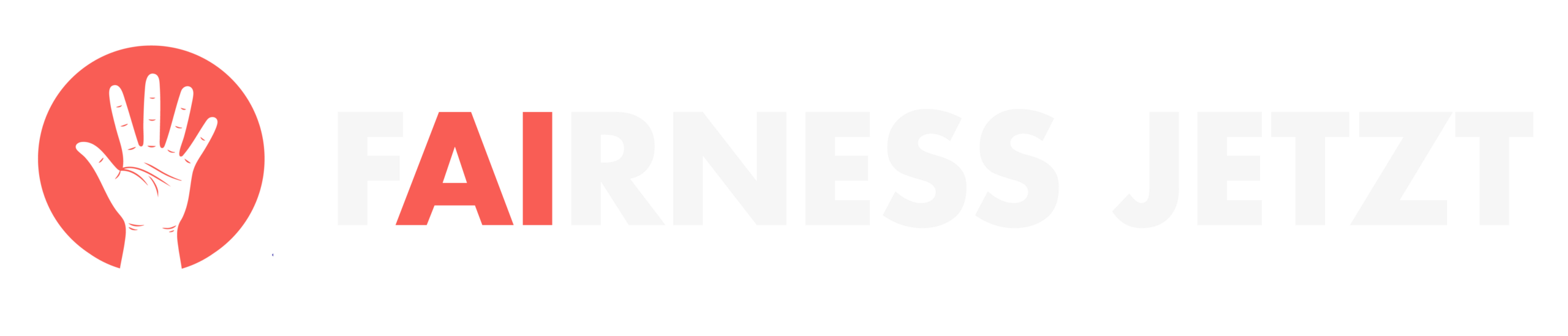 Fairness Jetzt Logo: Erhobene Hand vor einem orangenen Kreishintergrund